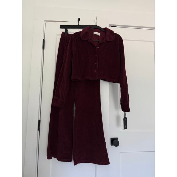 $242 New Les Tien Iris Bordeaux Corduroy Button Up - Small - Picture 8 of 9